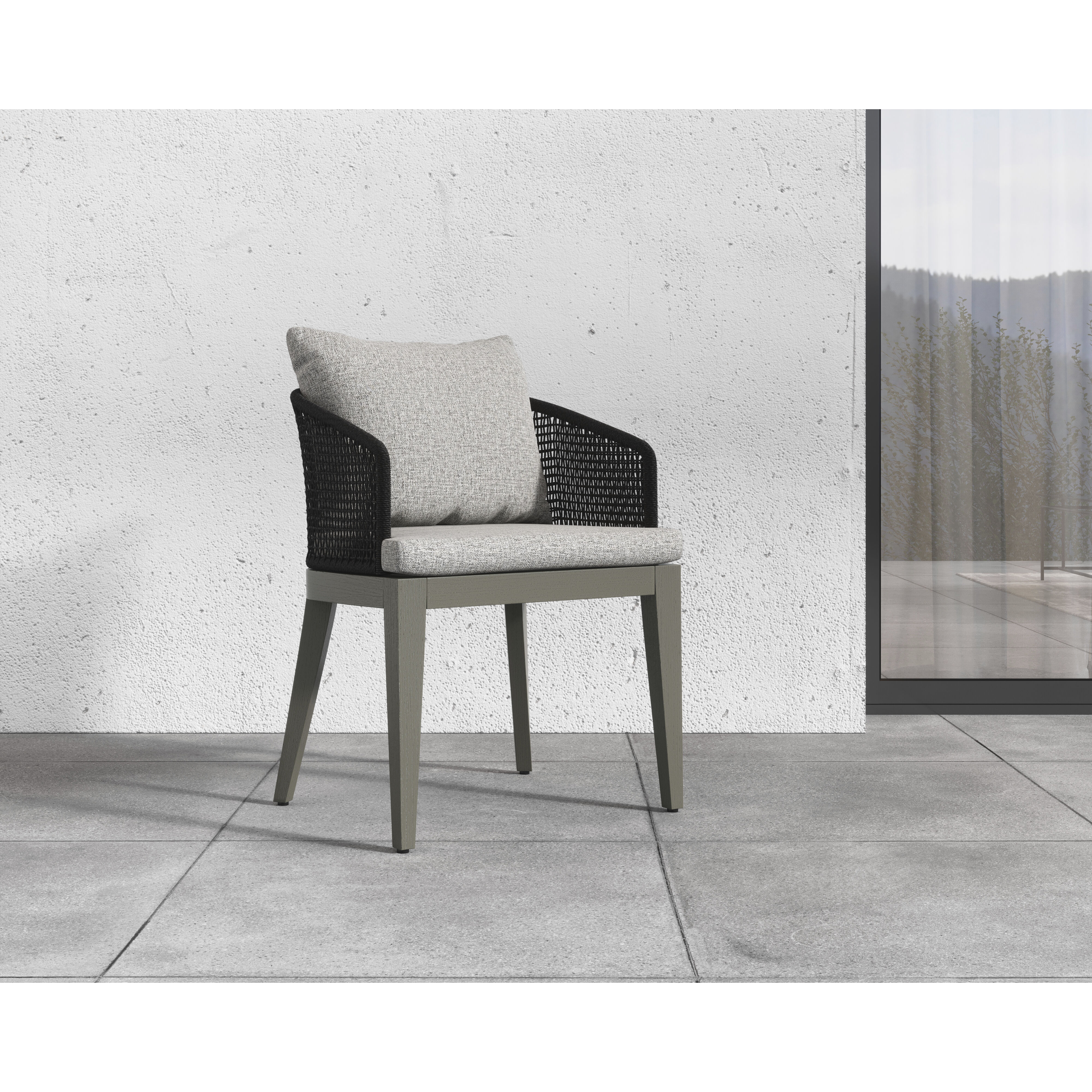 Capri Smoke Grey / Copacabana Marble Outdoor Dining Armchair